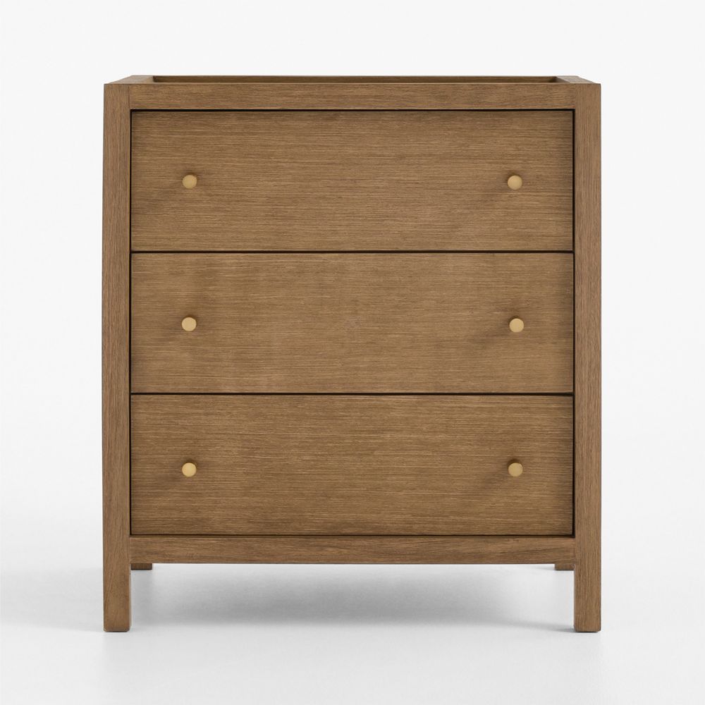 Keane 26" Solid Driftwood 3-Drawer Charging Nightstand