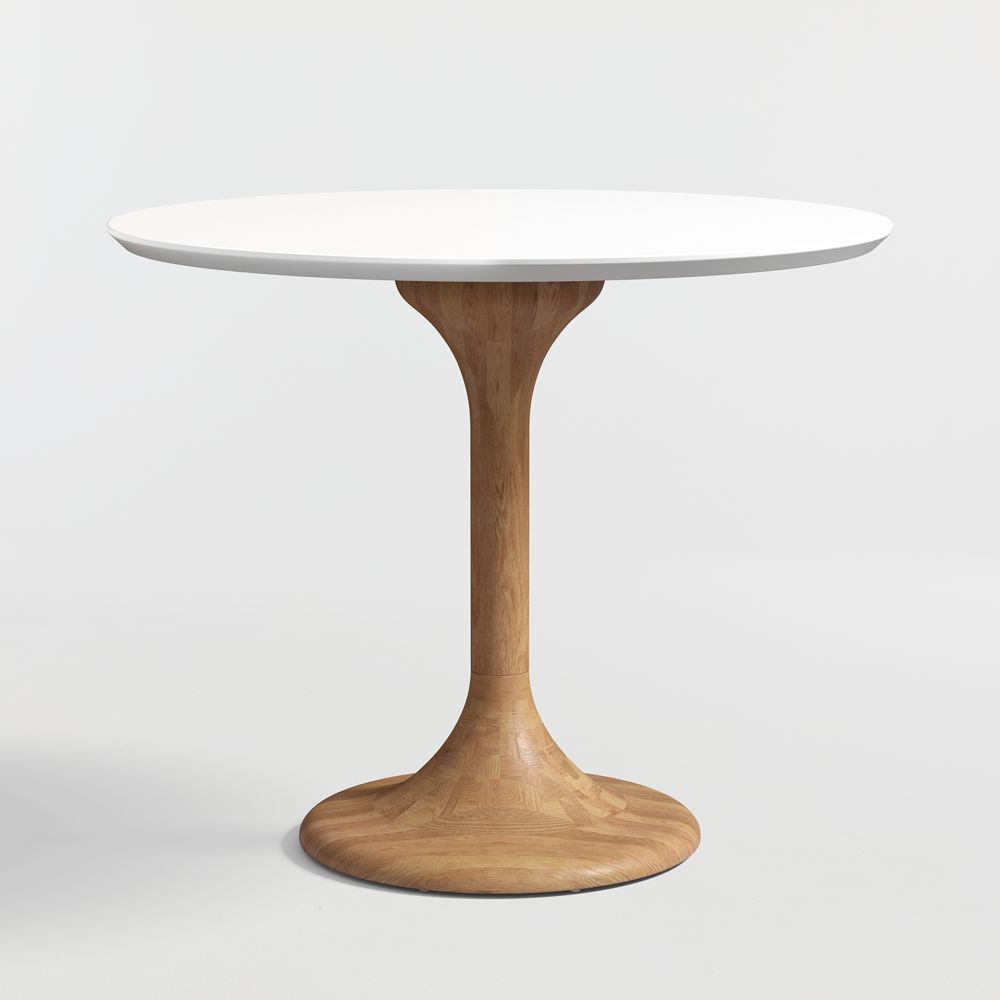 Nero 36" White Quartz and Wood Round Bistro Dining Table