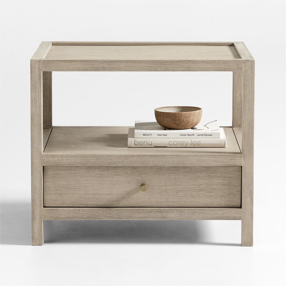 Keane Weathered Natural Wood Rectangular 26" Storage End Table