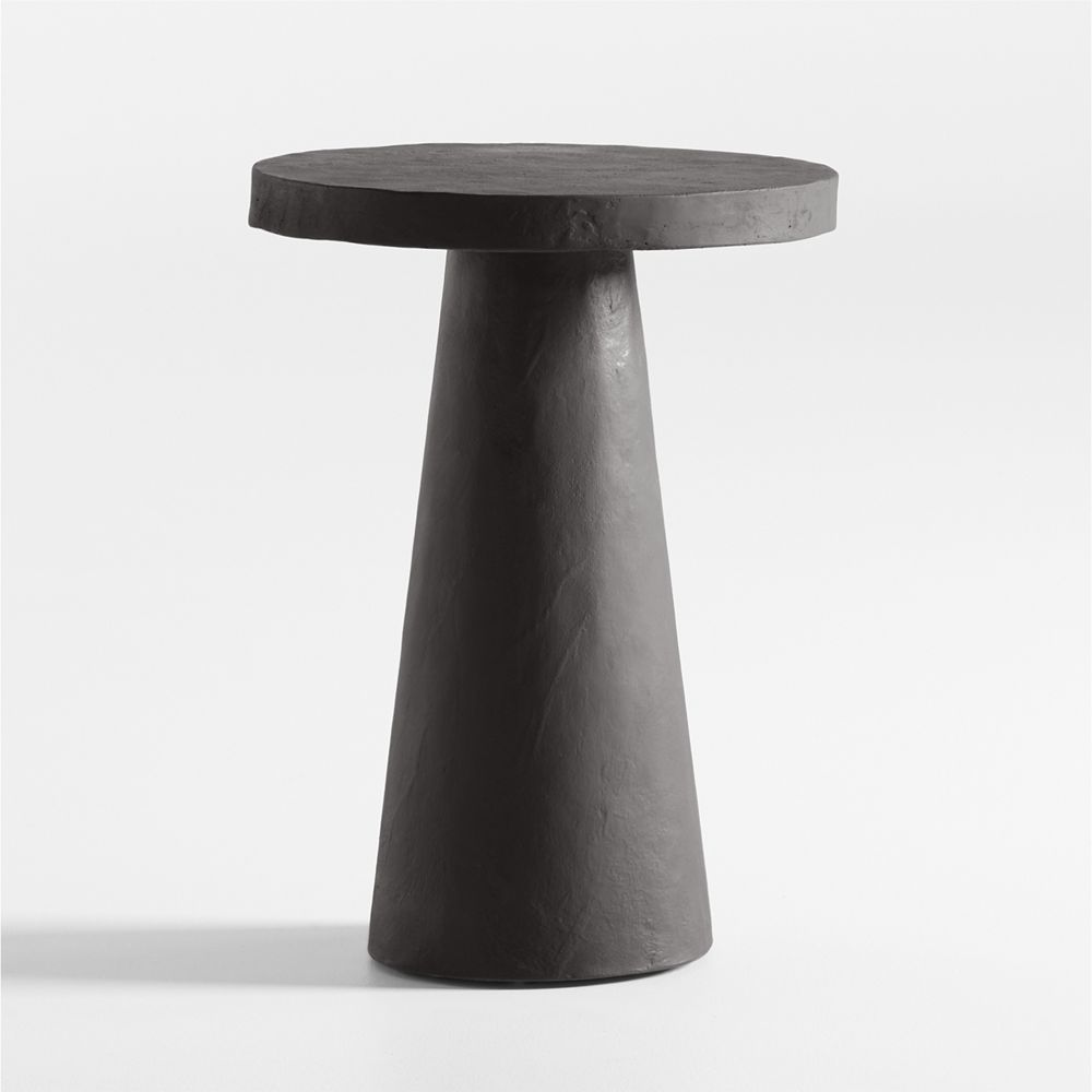 Willy Charcoal Brown Pedestal Side Table by Leanne Ford