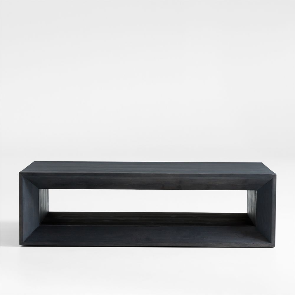 Vernon Ebonized Pine Wood Rectangular Coffee Table (56"-68")