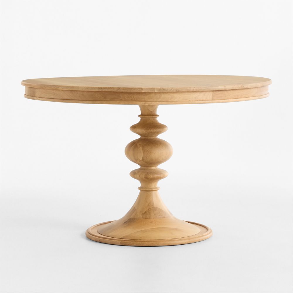 Cecily 48" Solid Oak Wood Round Pedestal Dining Table