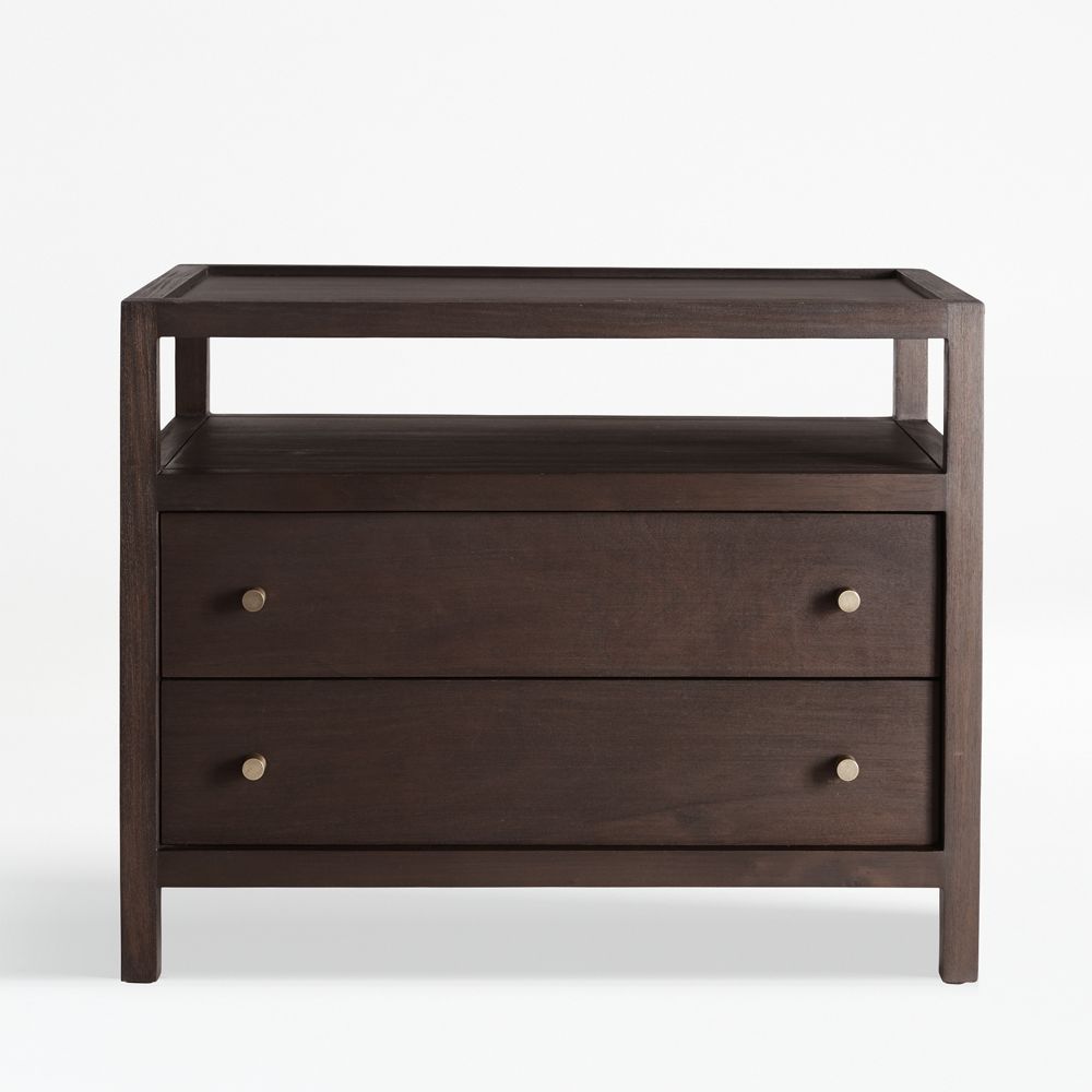 Keane 32" Espresso Solid Wood Charging Nightstand