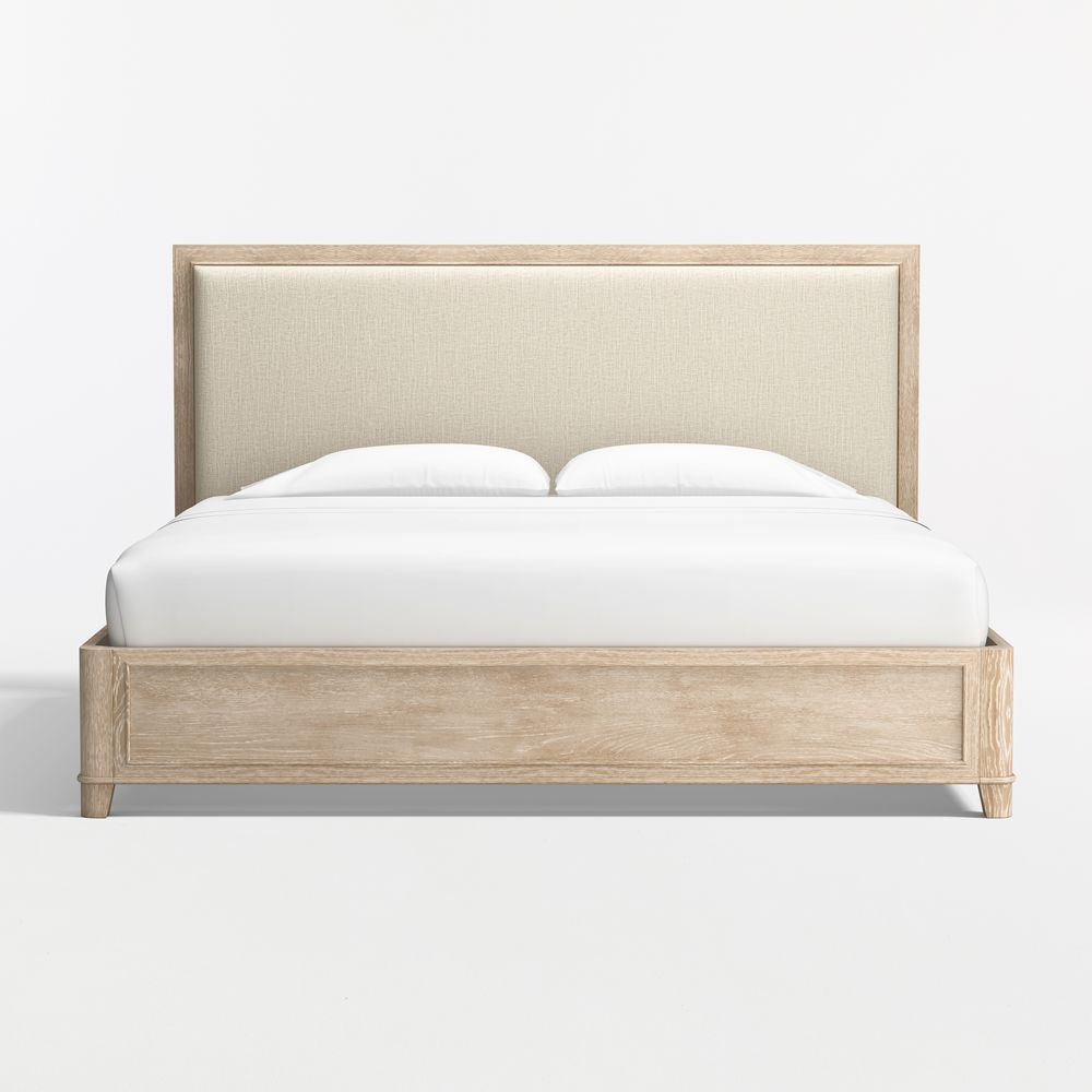Clairemont Natural Oak Wood Upholstered Bed
