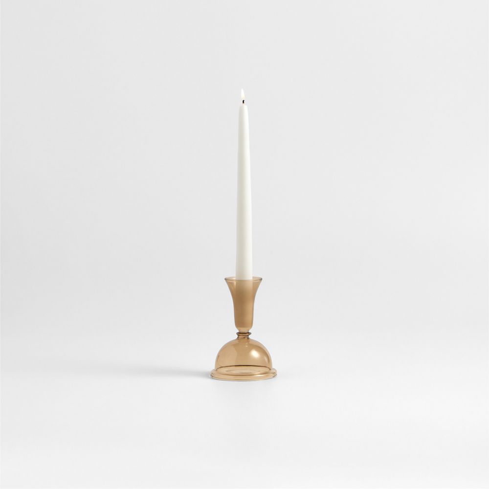 Milano Amber Glass Taper Candle Holders