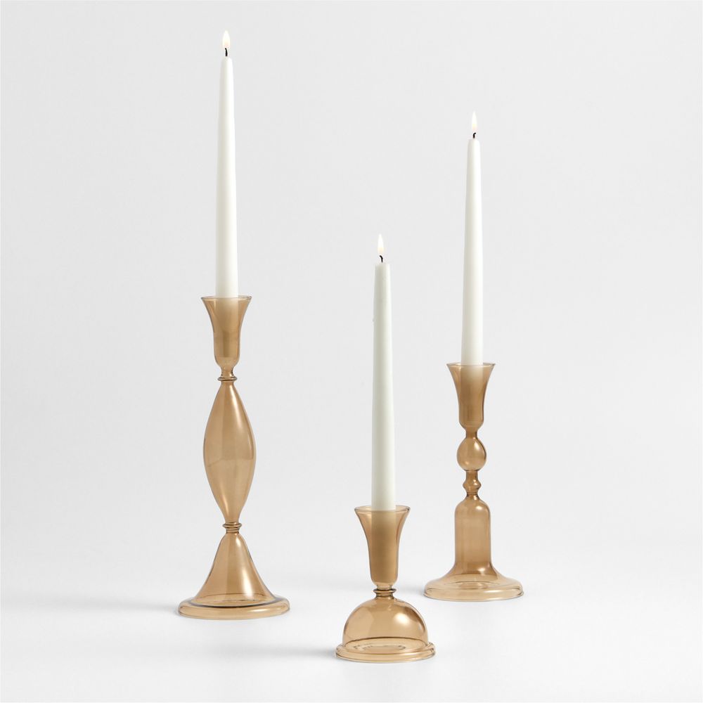 Milano Amber Glass Taper Candle Holders- Image 3