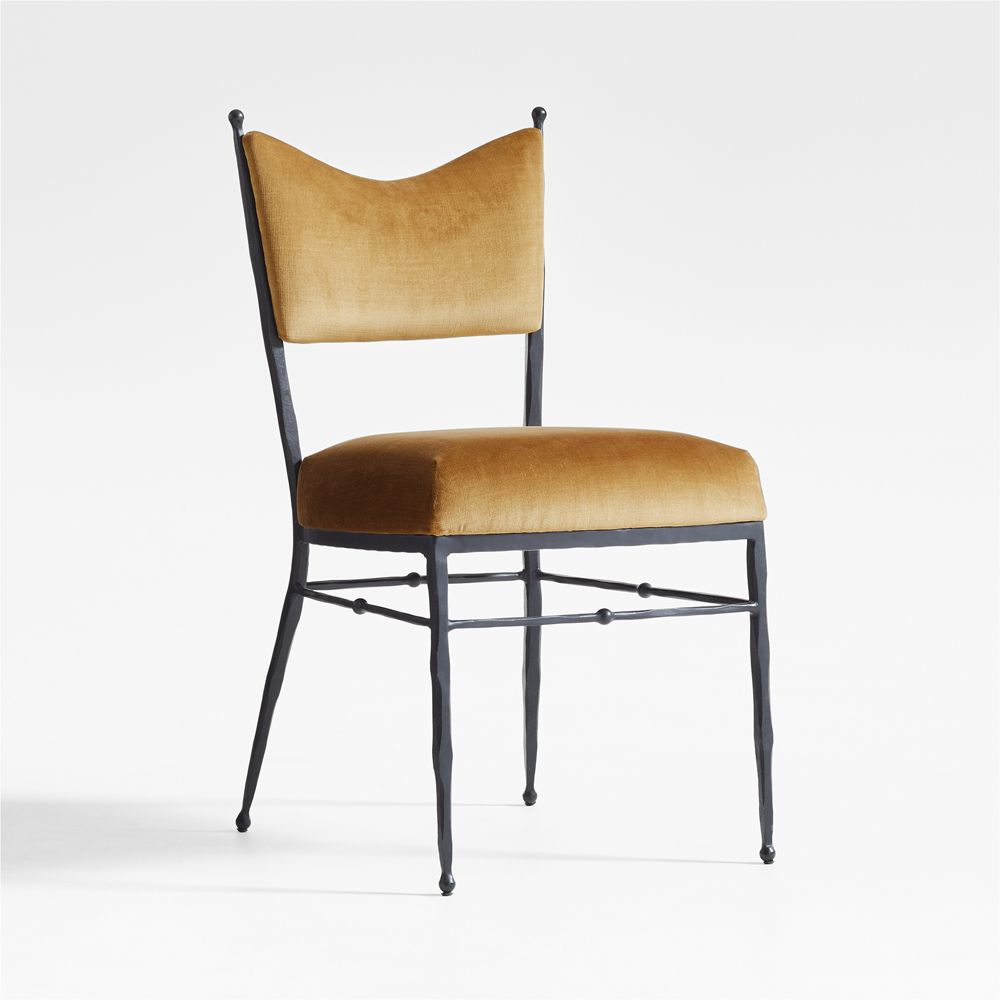 Rodin Ocher Velvet Dining Chairby Athena Calderone