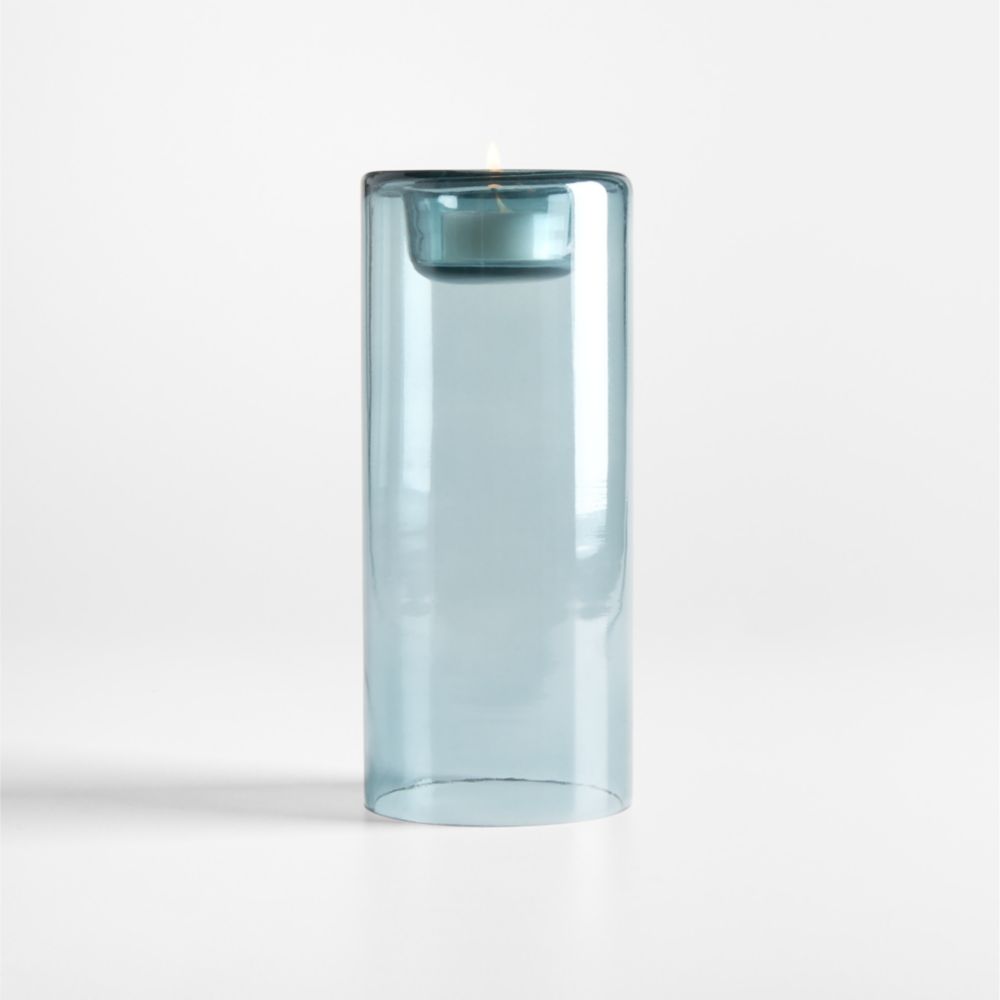 Roche Blue Glass Tealight Candle Holders