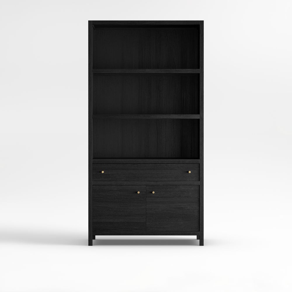 Keane 40" Black Wood Storage Bookcase