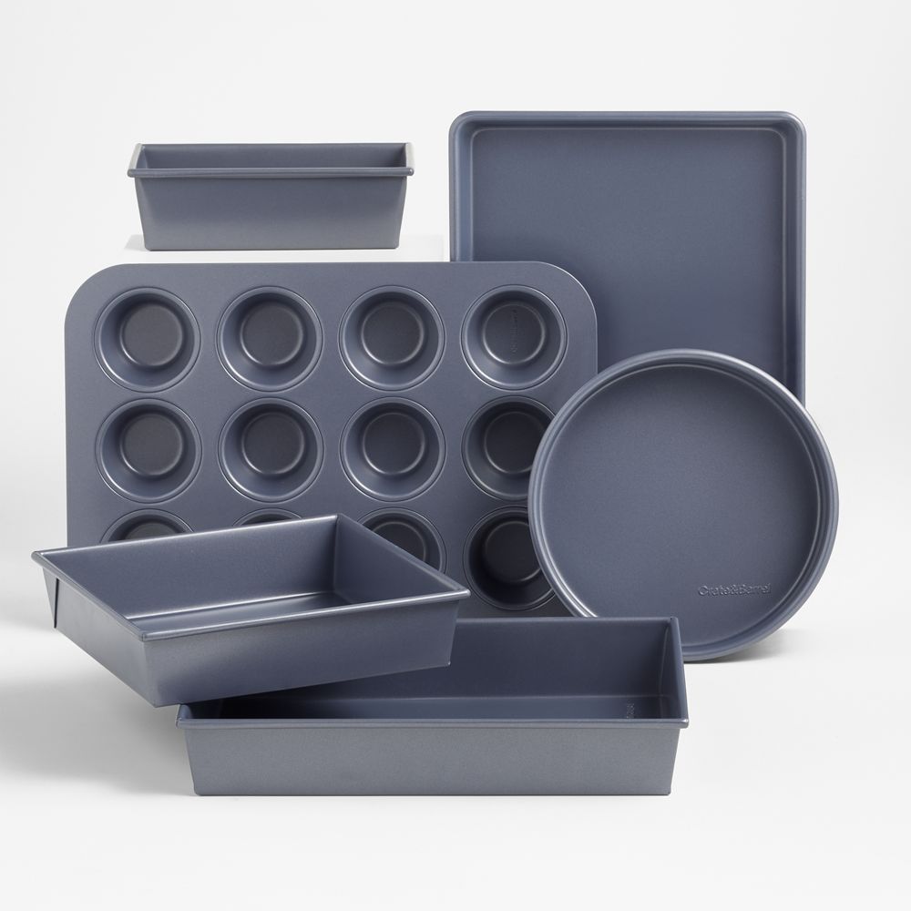 Crate & Barrel Slate Blue 6-Piece Silicone Nonstick Bakeware Set