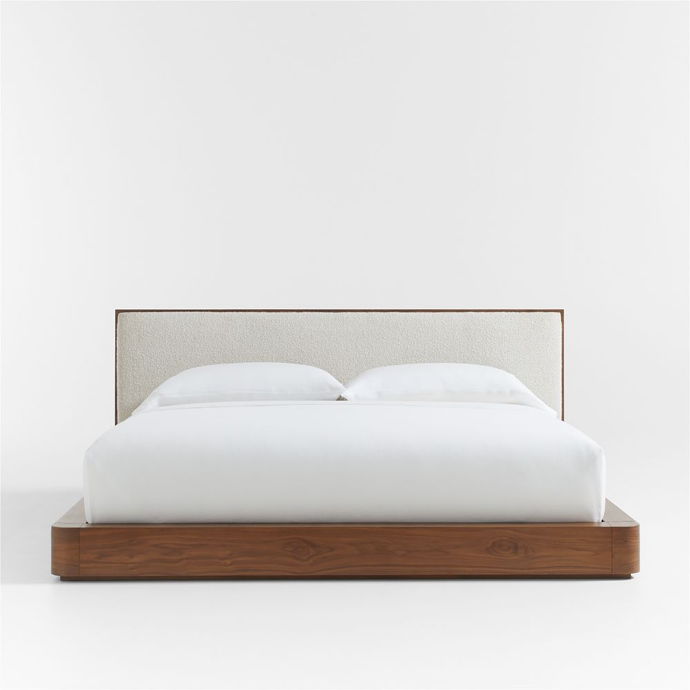 Milano Walnut Wood Upholstered Bed