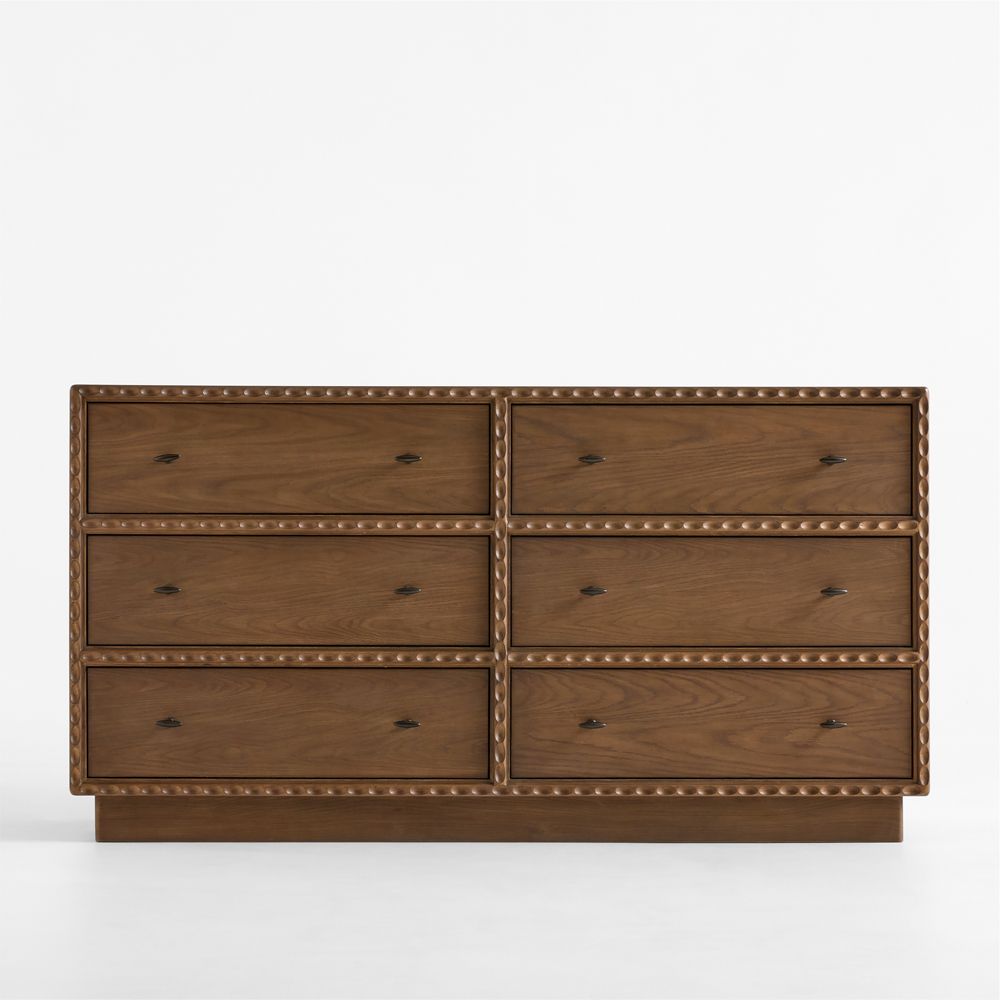 Witney 64" Warm Brown Oak 6-Drawer Dresser