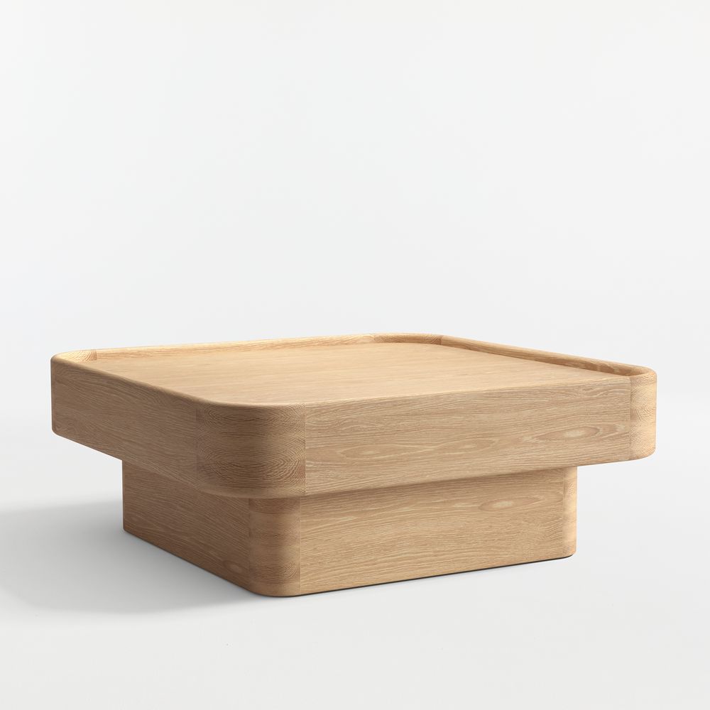 Stratton Natural Oak Wood 42" Square Coffee Table