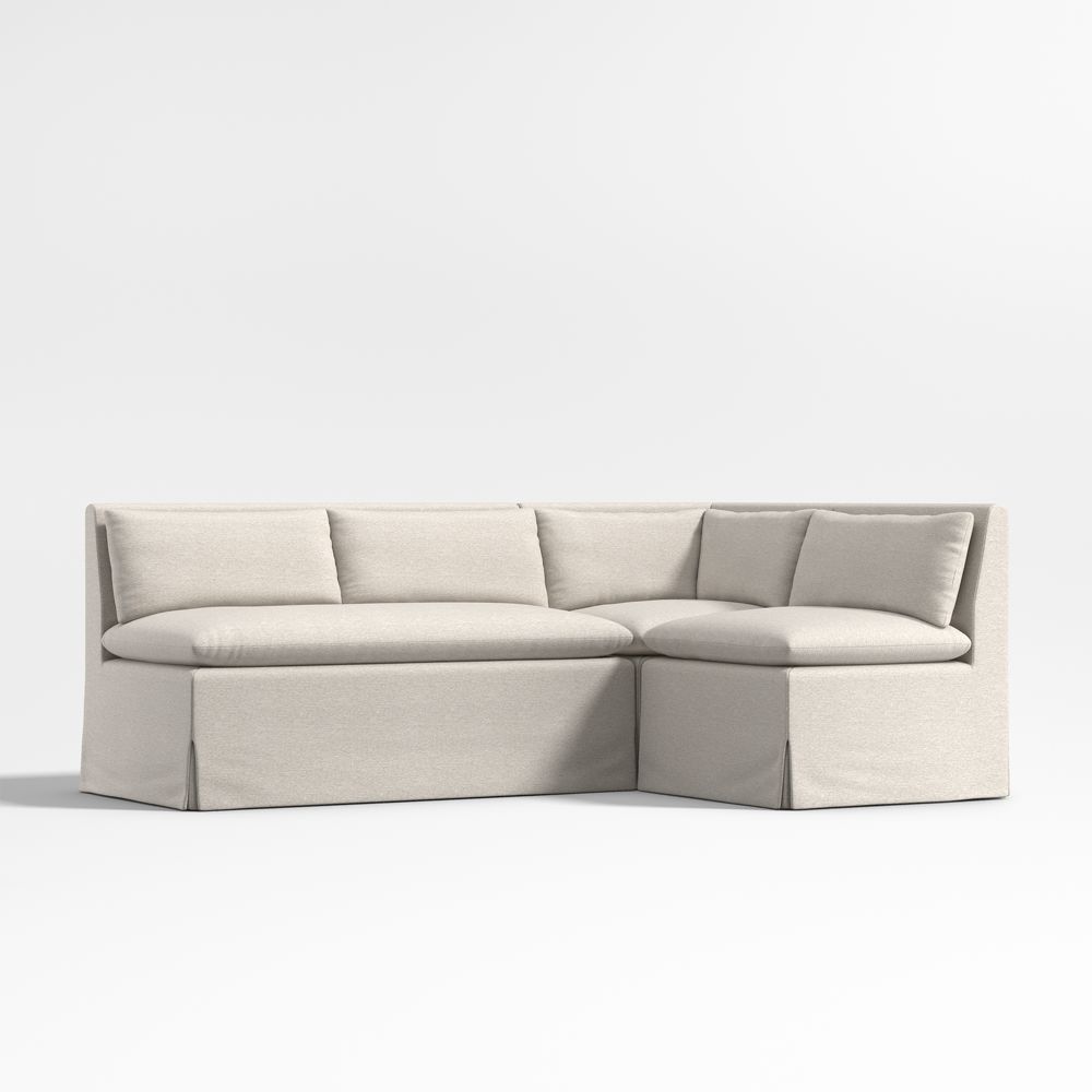 Belmar Ivory Slipcovered L-Shaped Loveseat Dining Banquette