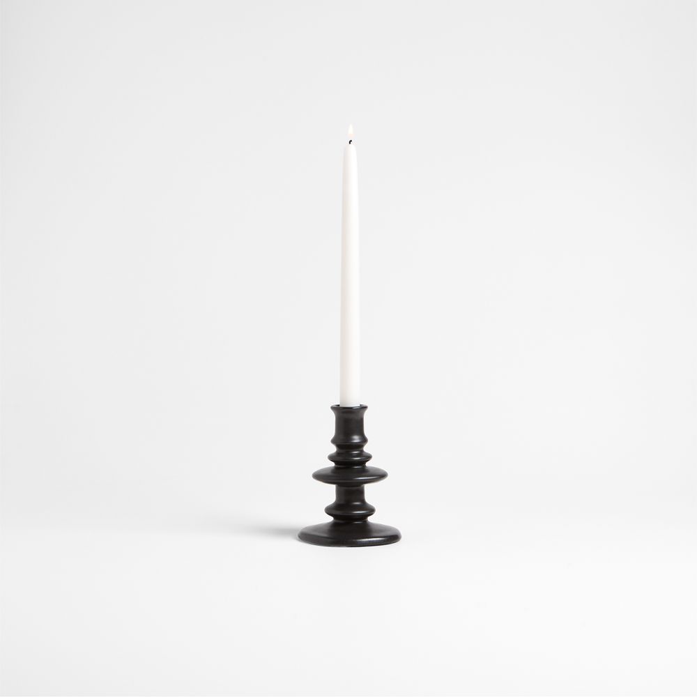 Cortana Charcoal Earthenware Taper Holders- Image 3