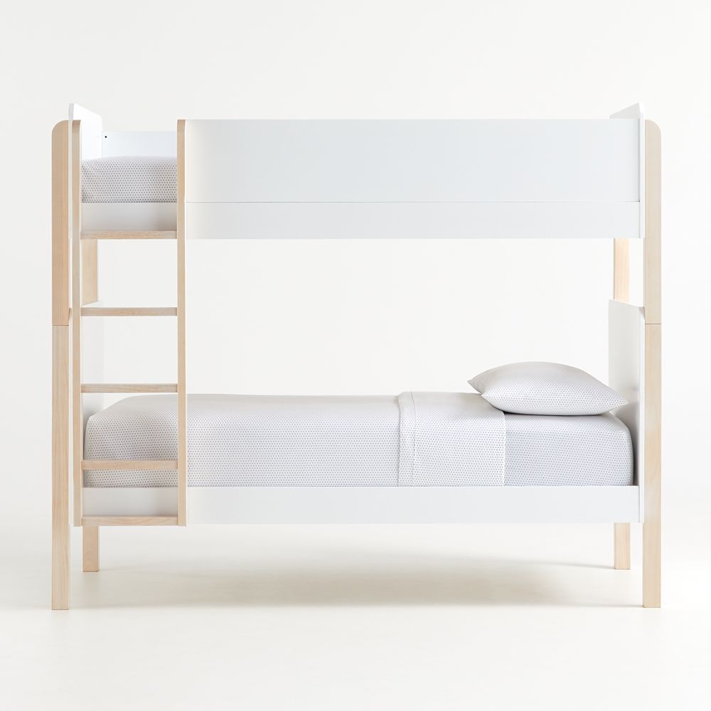 Babyletto White & Washed Natural TipToe Kids Bunk Bed