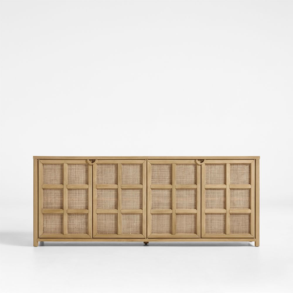 Campagna Rattan and Natural Oak Wood Storage Media Console (76"-94")