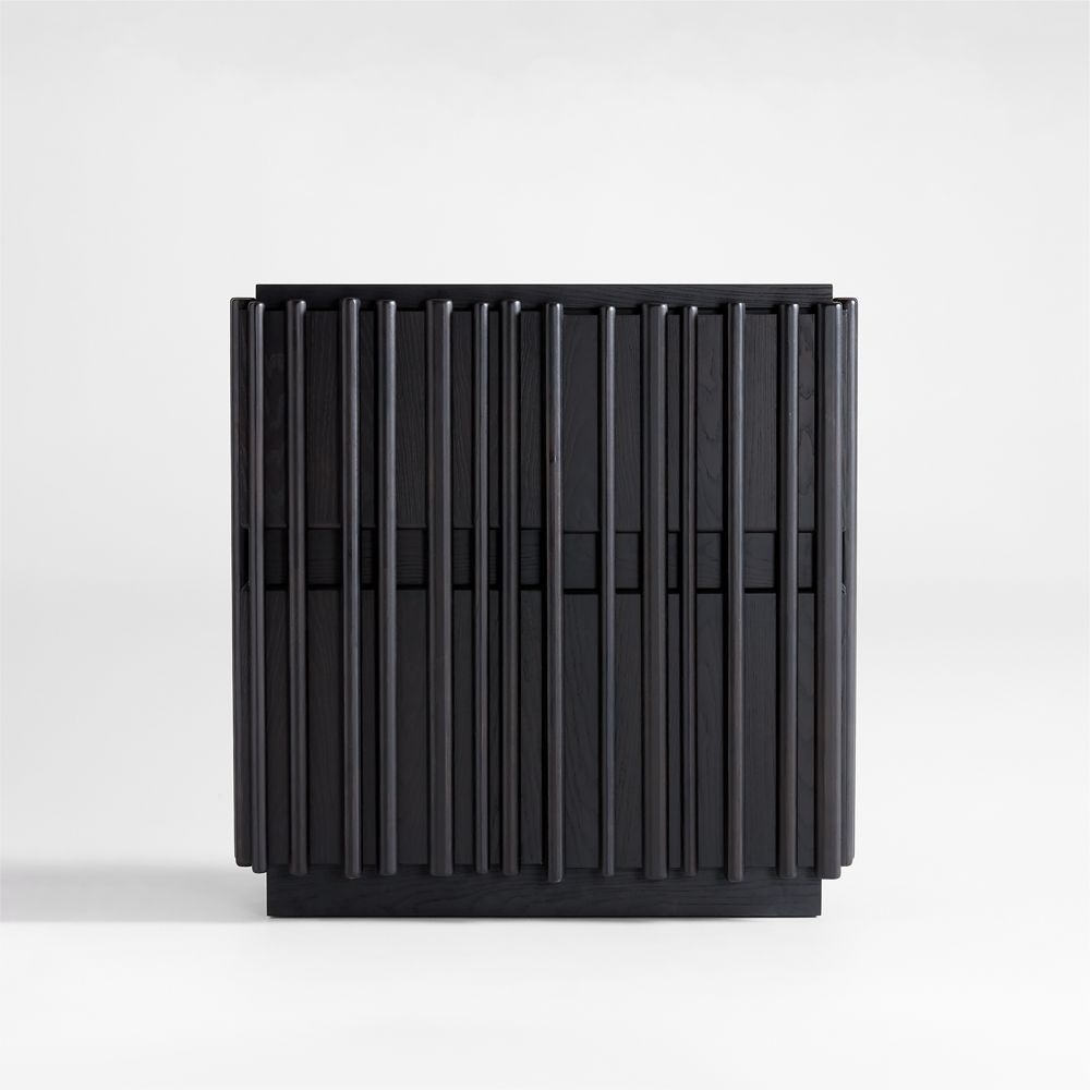 Bardi 38" Ebonized Ash Wood Storage Entryway Cabinet