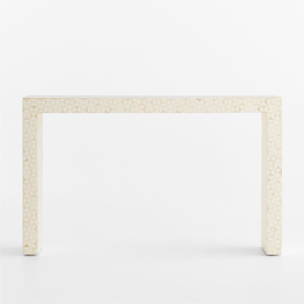 Intarsia Rectangular Off-White Mosaic Resin Console Table (50"-72")