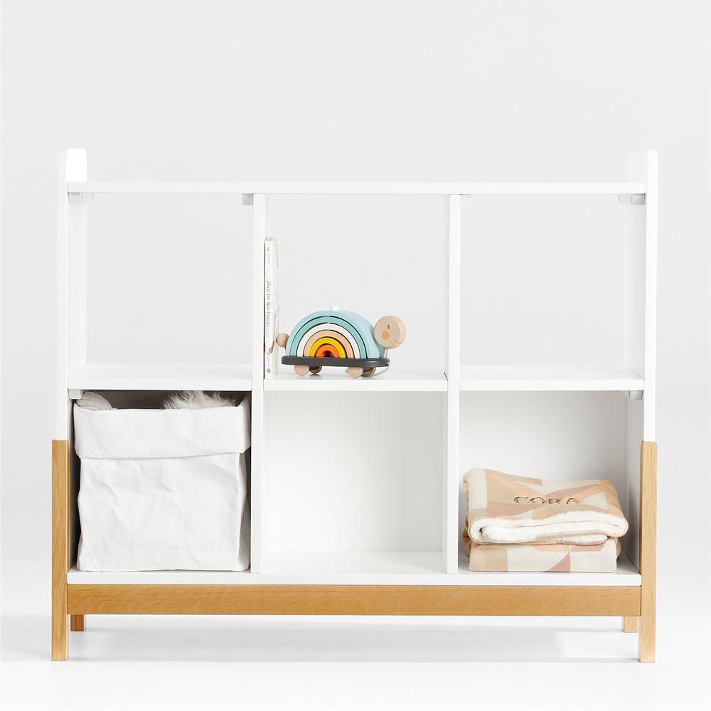 Rue 40" White Wood 6-Cube Montessori Bookcase
