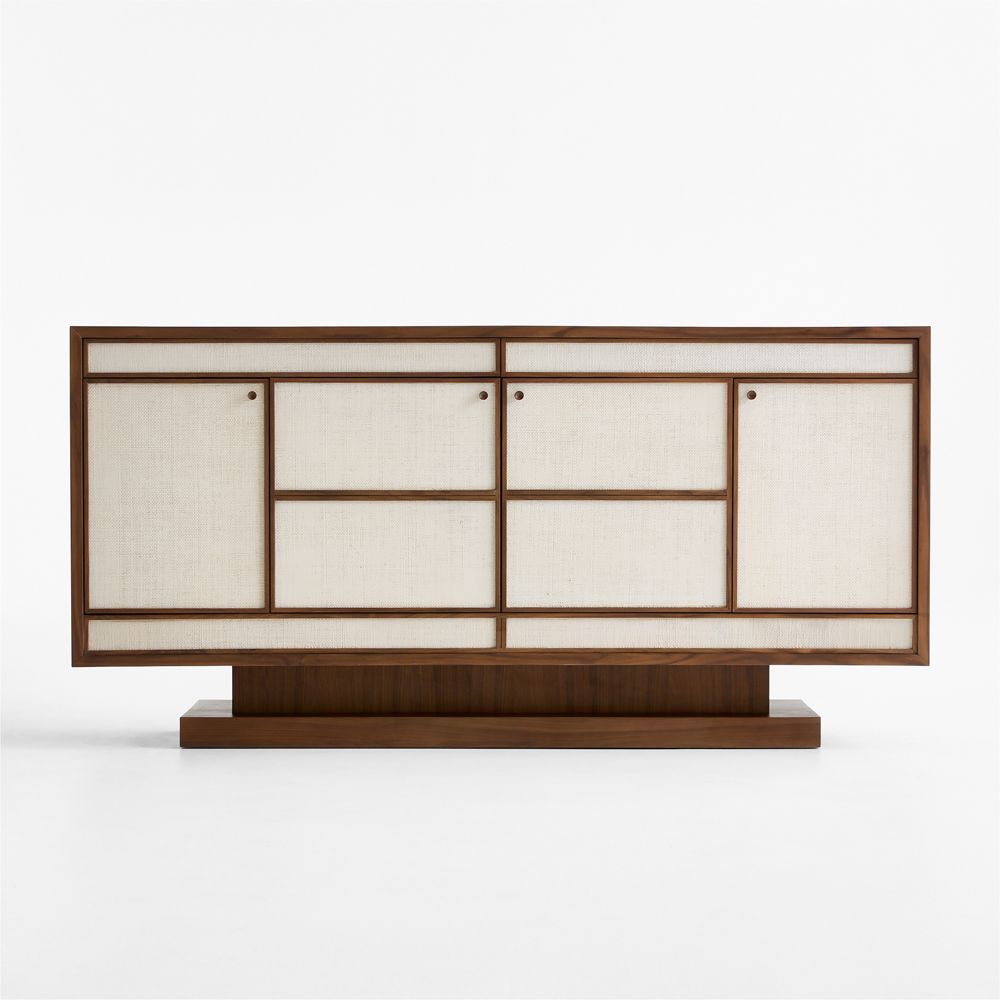 Baseline 72" Natural Walnut and Grasscloth Media Console by Venus Williams