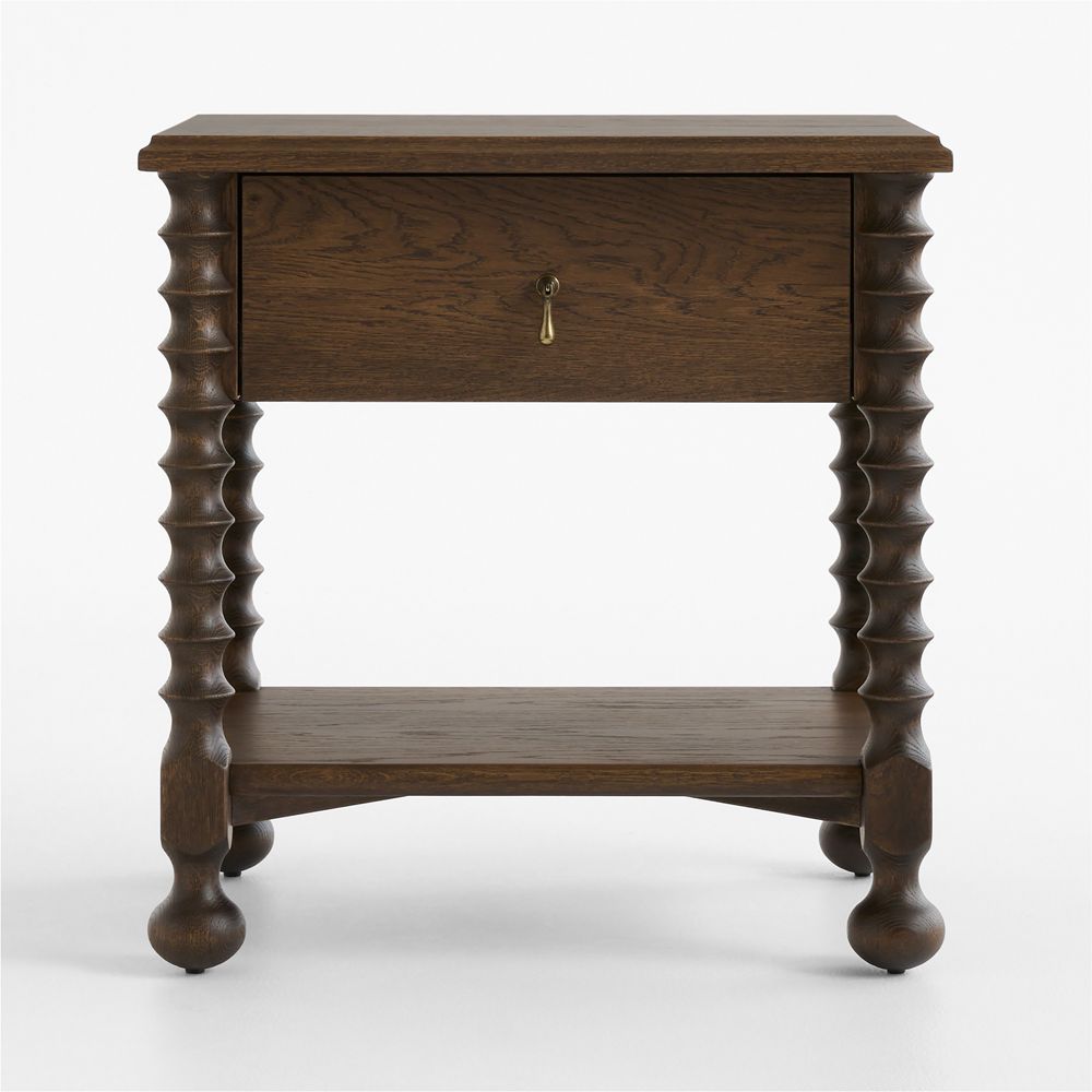 Pembroke 24" Deep Brown Oak Wood Nightstand