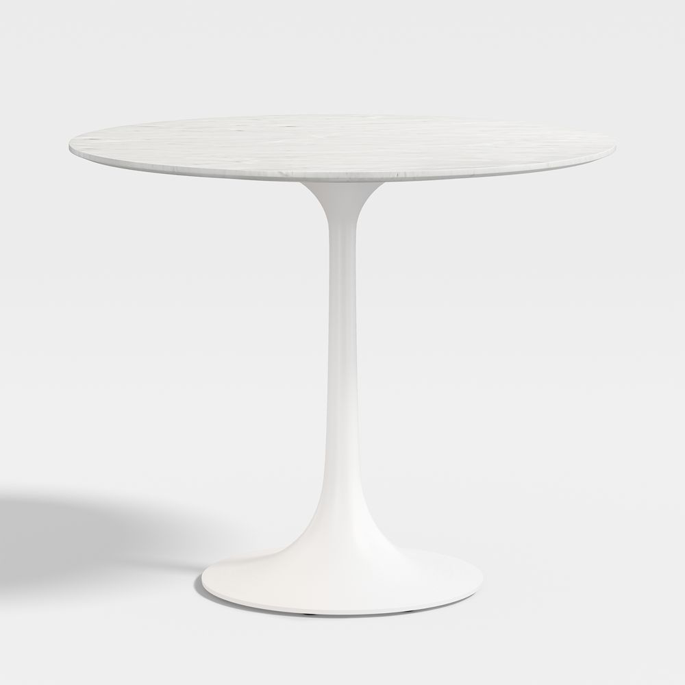 Nero White Marble and White Metal Bistro Dining Table (36"-60")