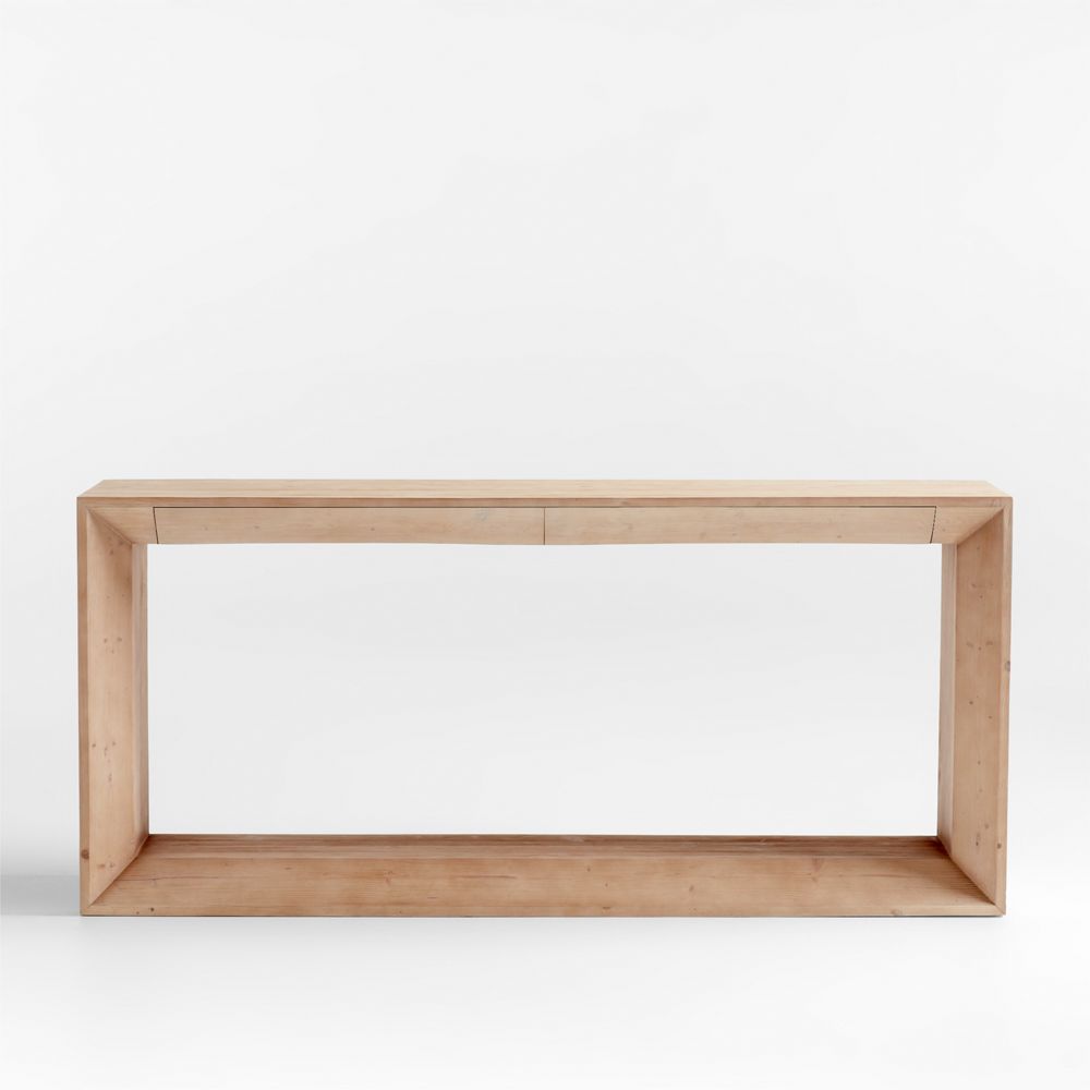 Vernon 72" Rectangular Natural Pine Wood Storage Console Table