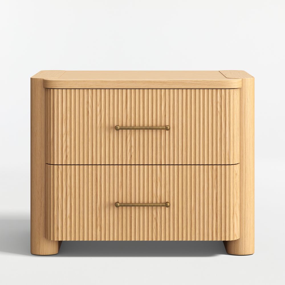 Kensington 29" White Oak Wood Fluted Charging Nightstand