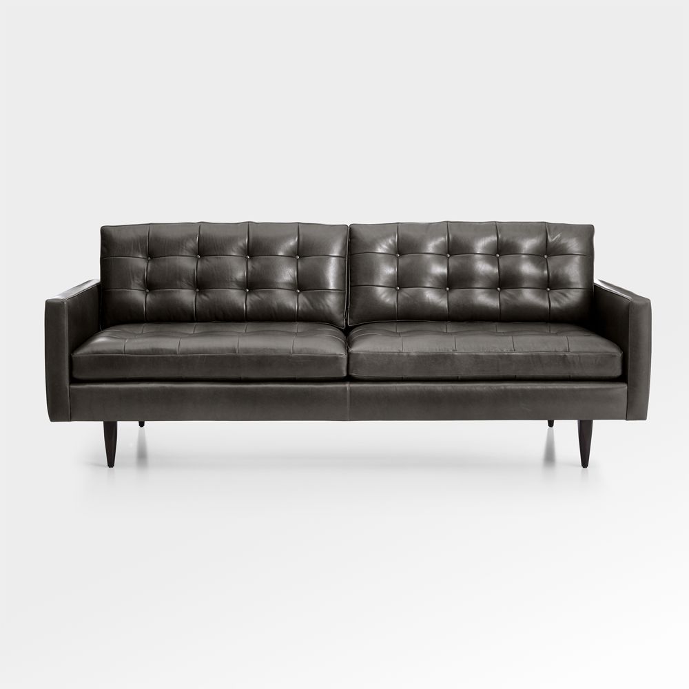 Petrie Leather Midcentury Sofa (65.5"-100")