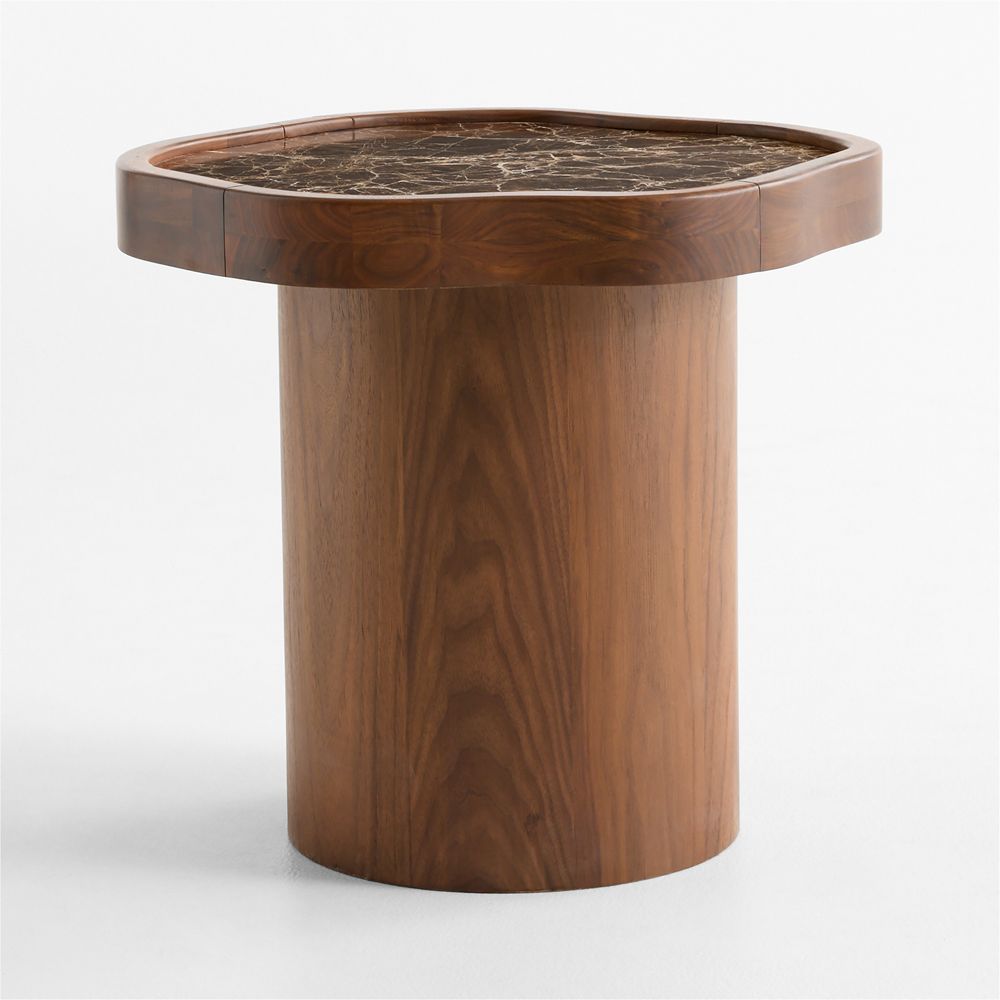 Roland Marble and Walnut Wood 21" Side Table by Venus Williams