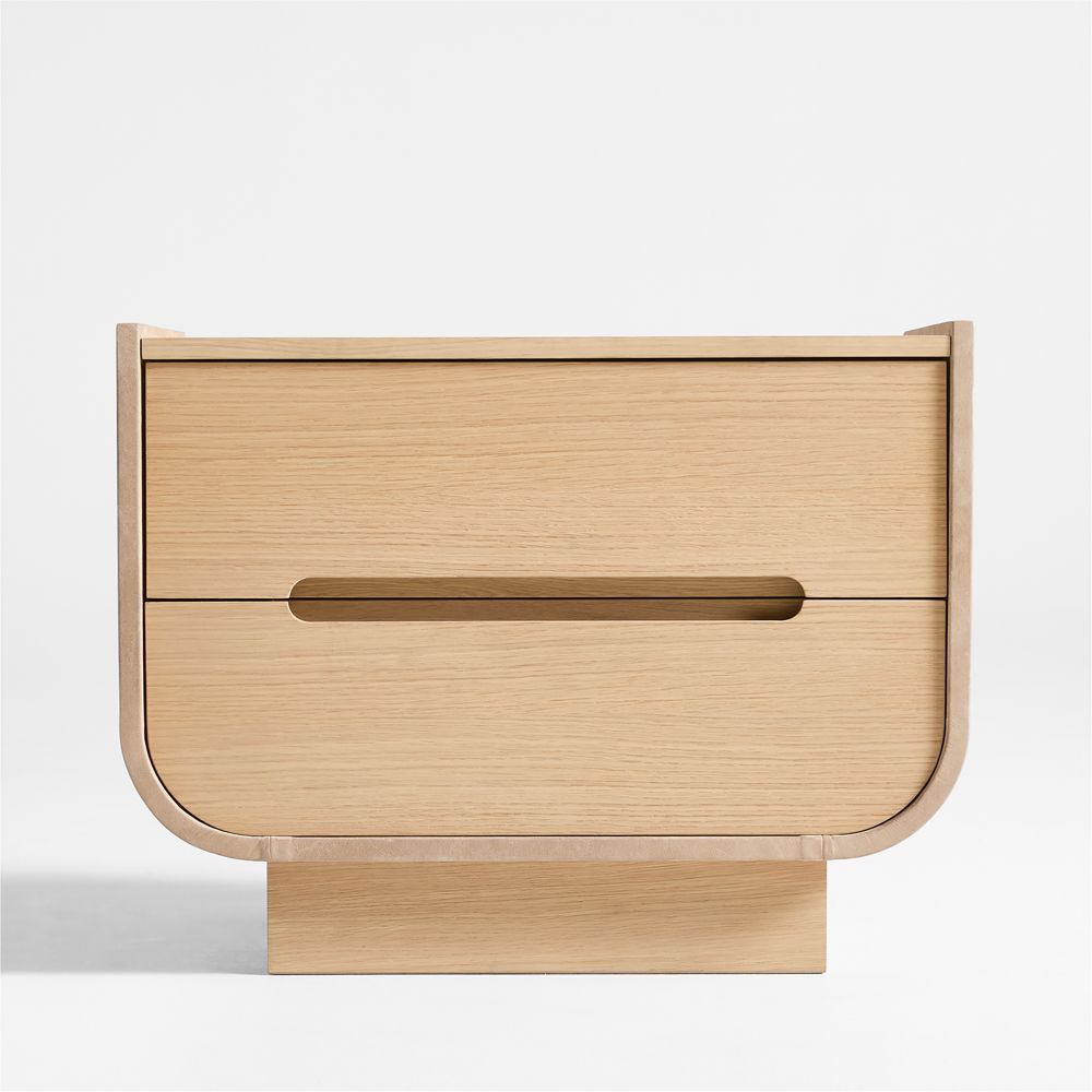 Venice 29" Leather and Oak Wood Nightstand by Brigette Romanek