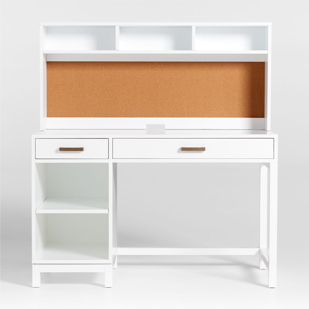 Parke 48" White Wood 2-Drawer Kids Desk with Hutch