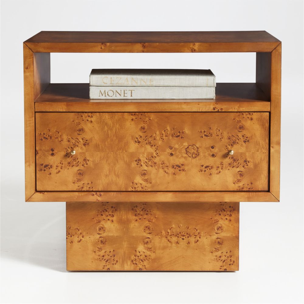 Ambrose 26" Mappa Burl Wood Nightstand