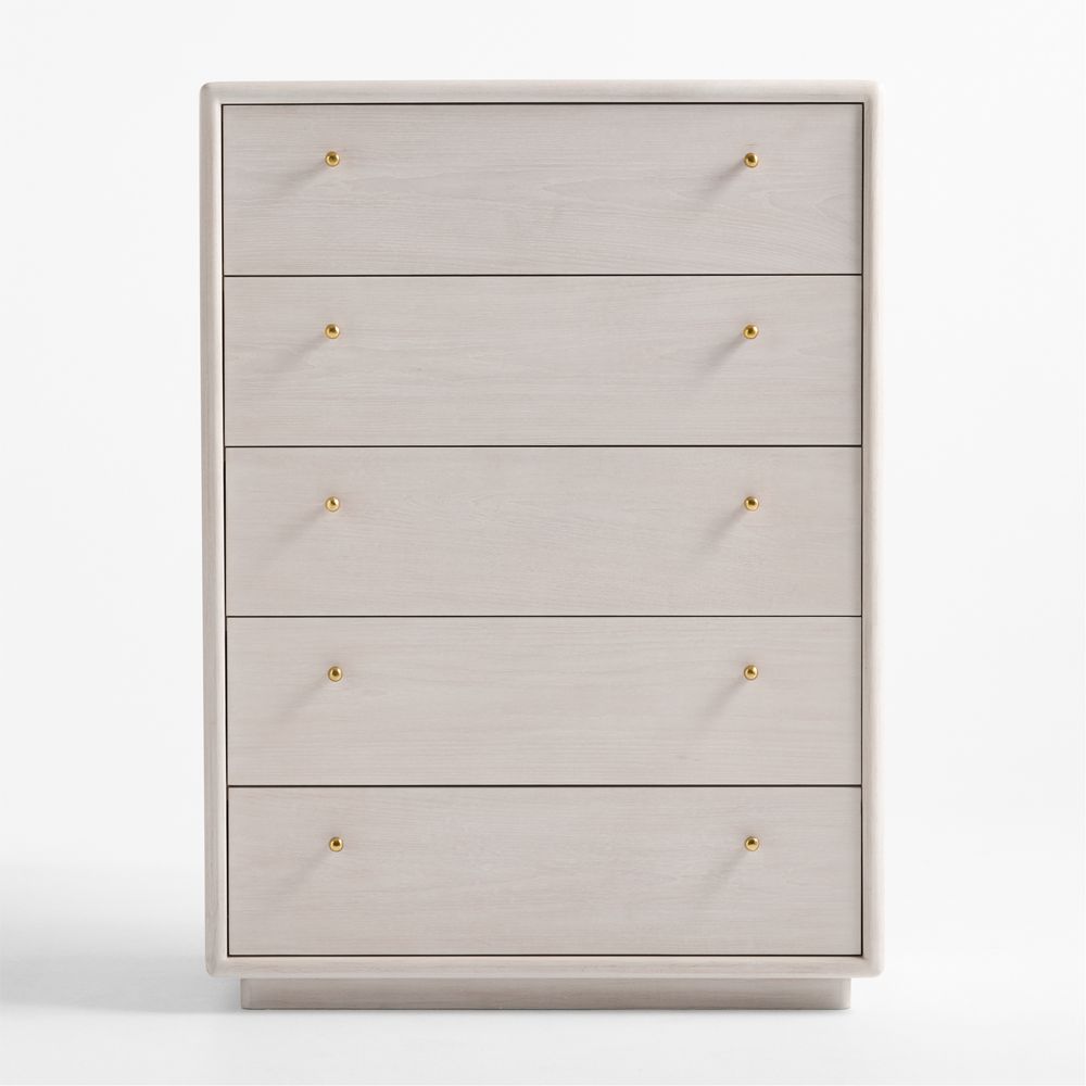 Lafayette 38" Whitewashed Wood 5-Drawer Tall Dresser