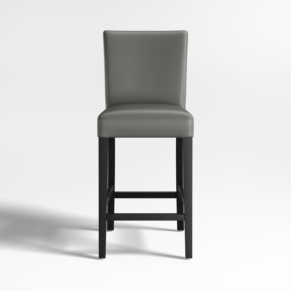 Lowe Smoke Grey Leather Stools with Ebony Wood Legs