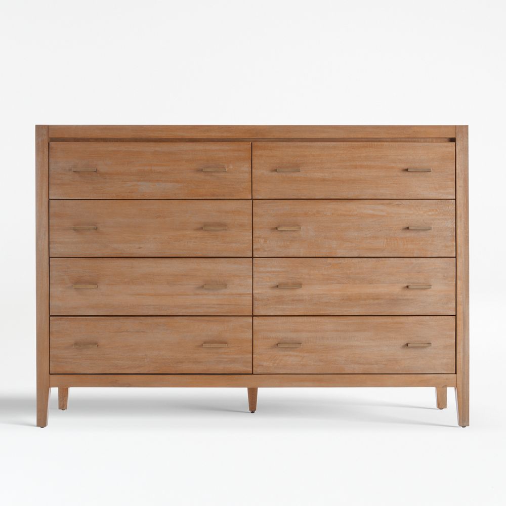 Dawson 65" Light Brown Wood 8-Drawer Dresser
