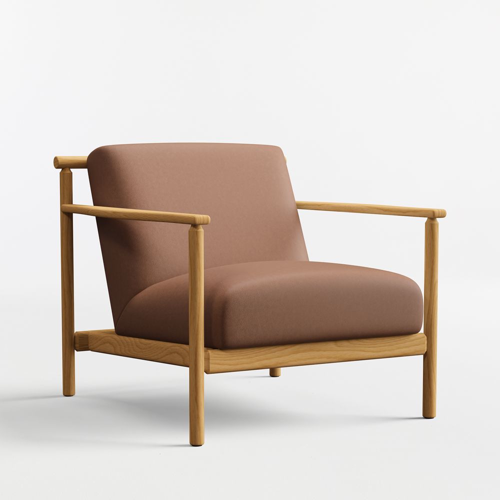 Ojai Leather Wood Frame Accent Chair