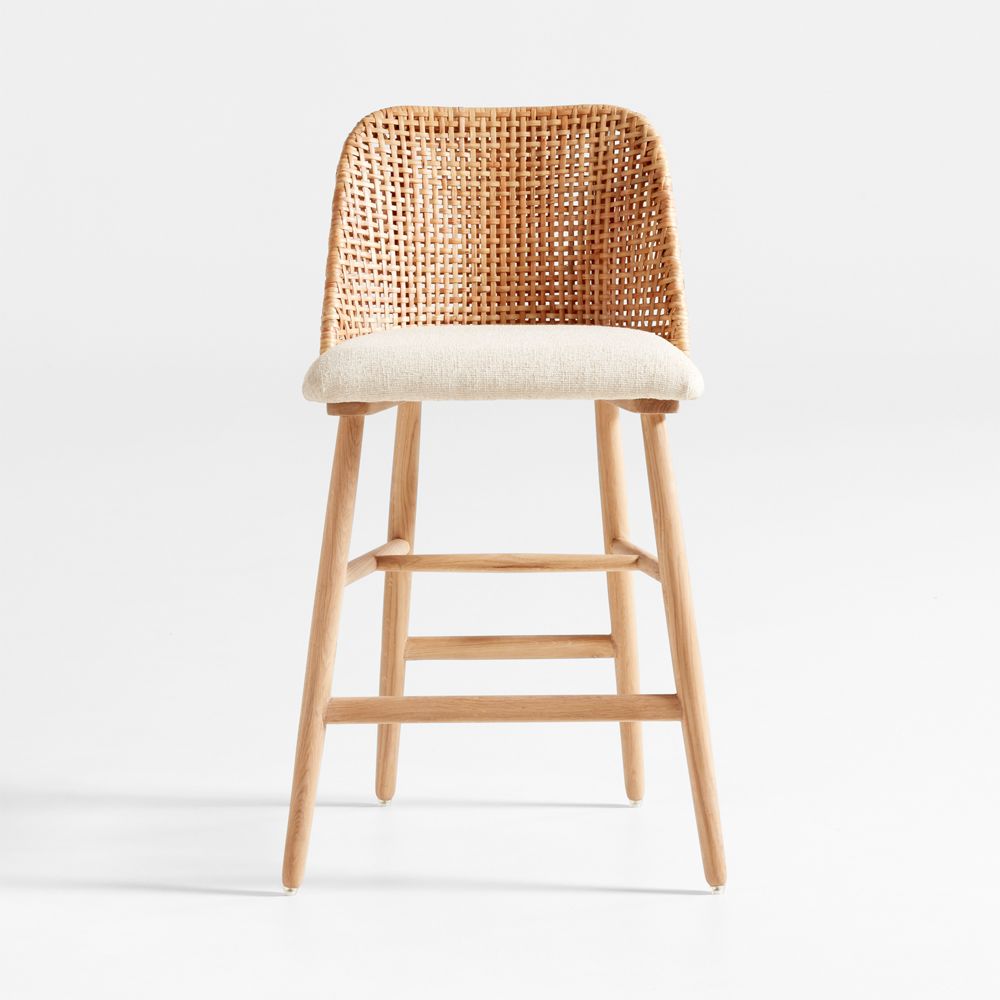 Astrid Upholstered Rattan Counter Stool