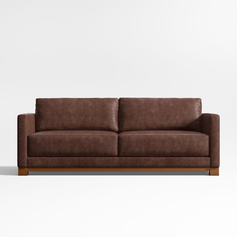 Gather Wood Base Leather Sofa (77"-89")