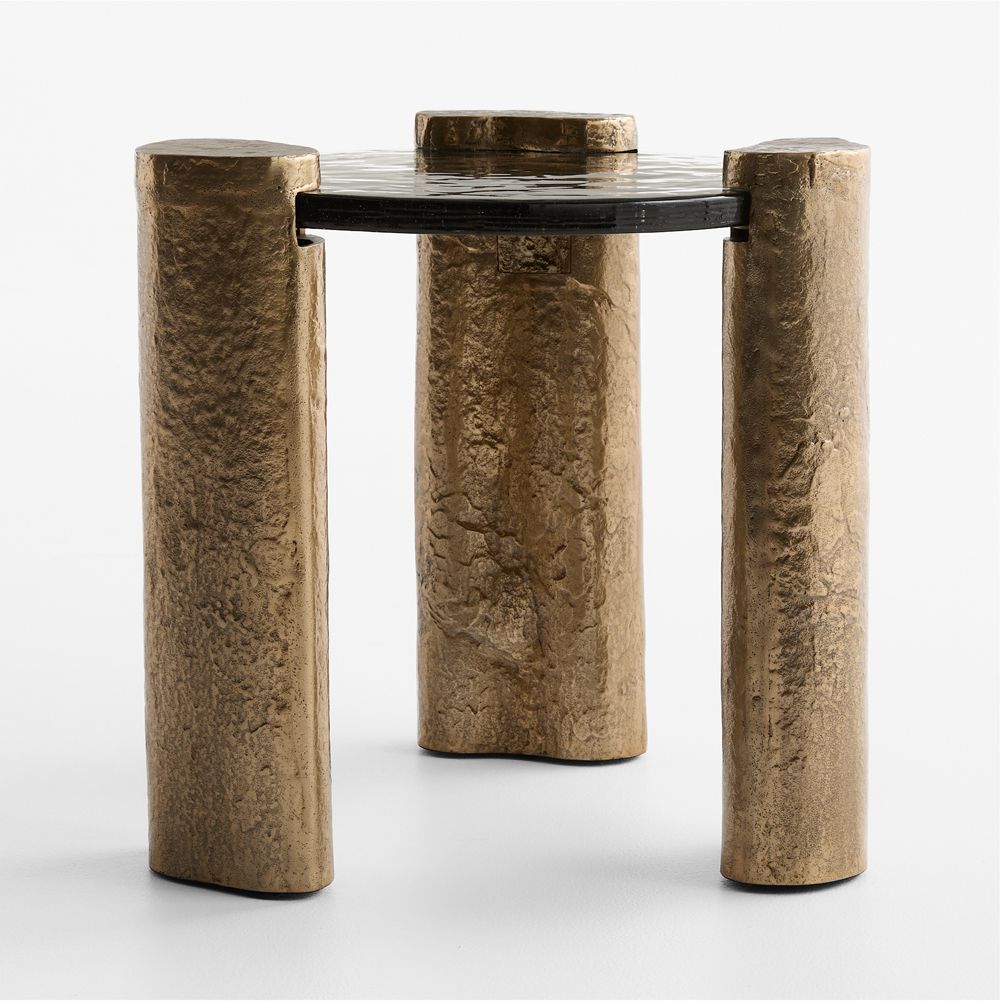 Alchemy Burnished Brass and Cast Glass Round 22" End Table
