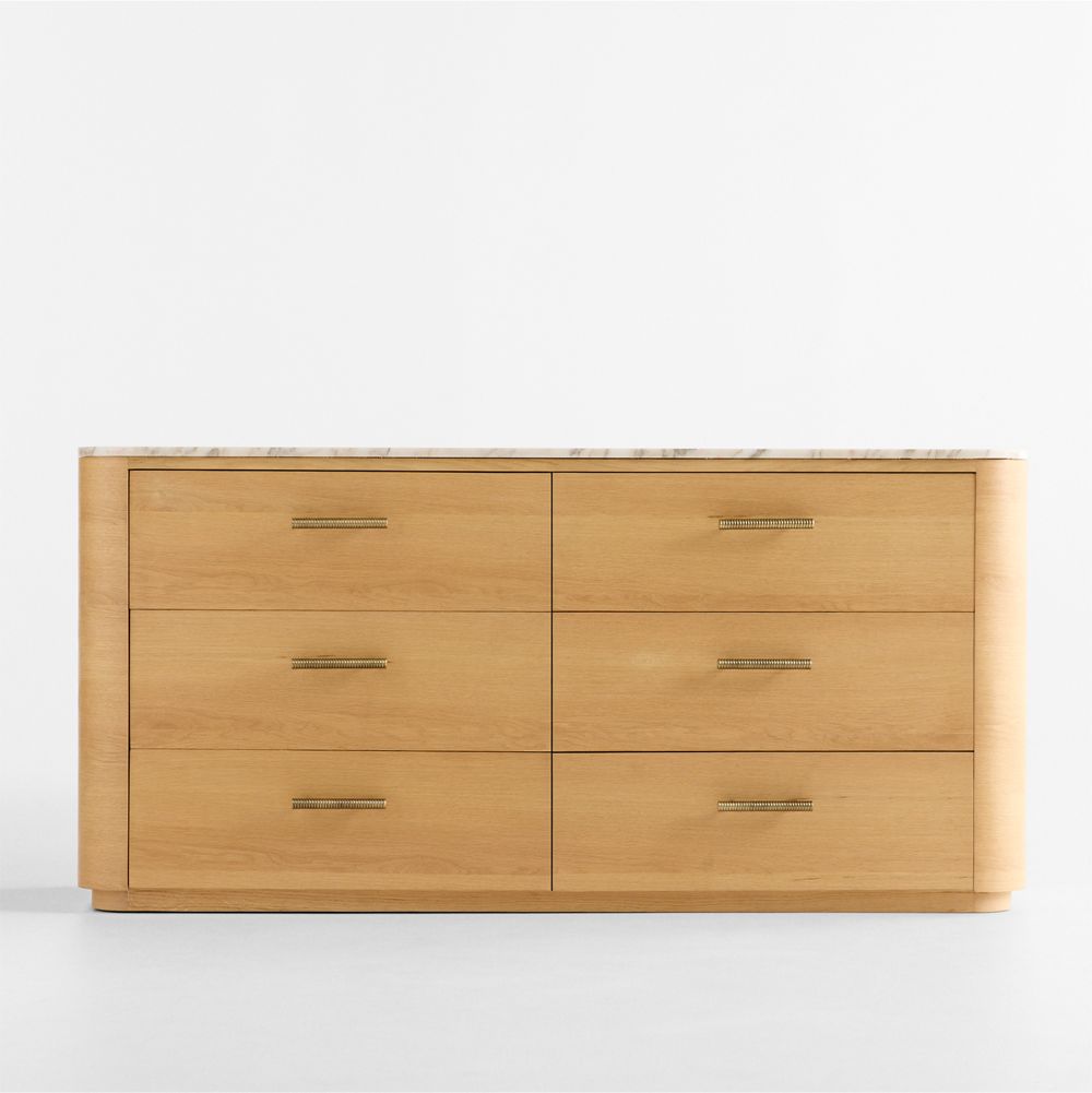 Doubles 66" Marble and Oak Wood 6-Drawer Dresser by Venus Williams