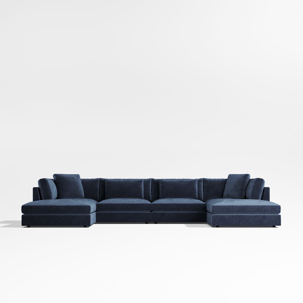 Monterey Deep Modular 4-Piece U-Shaped Sectional Sofa with Double Ottoman