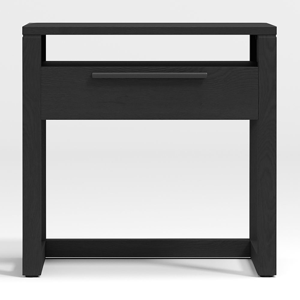 Linea 23" Black Teak Wood Nightstand