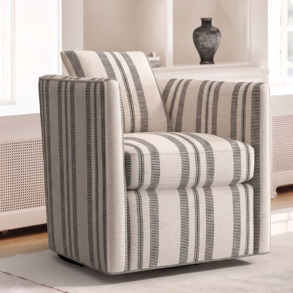 Drew Striped Small Swivel Accent Chair