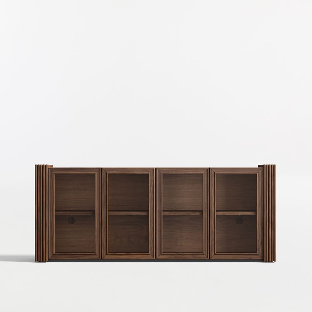 Siena 74" Walnut Wood Storage Media Console