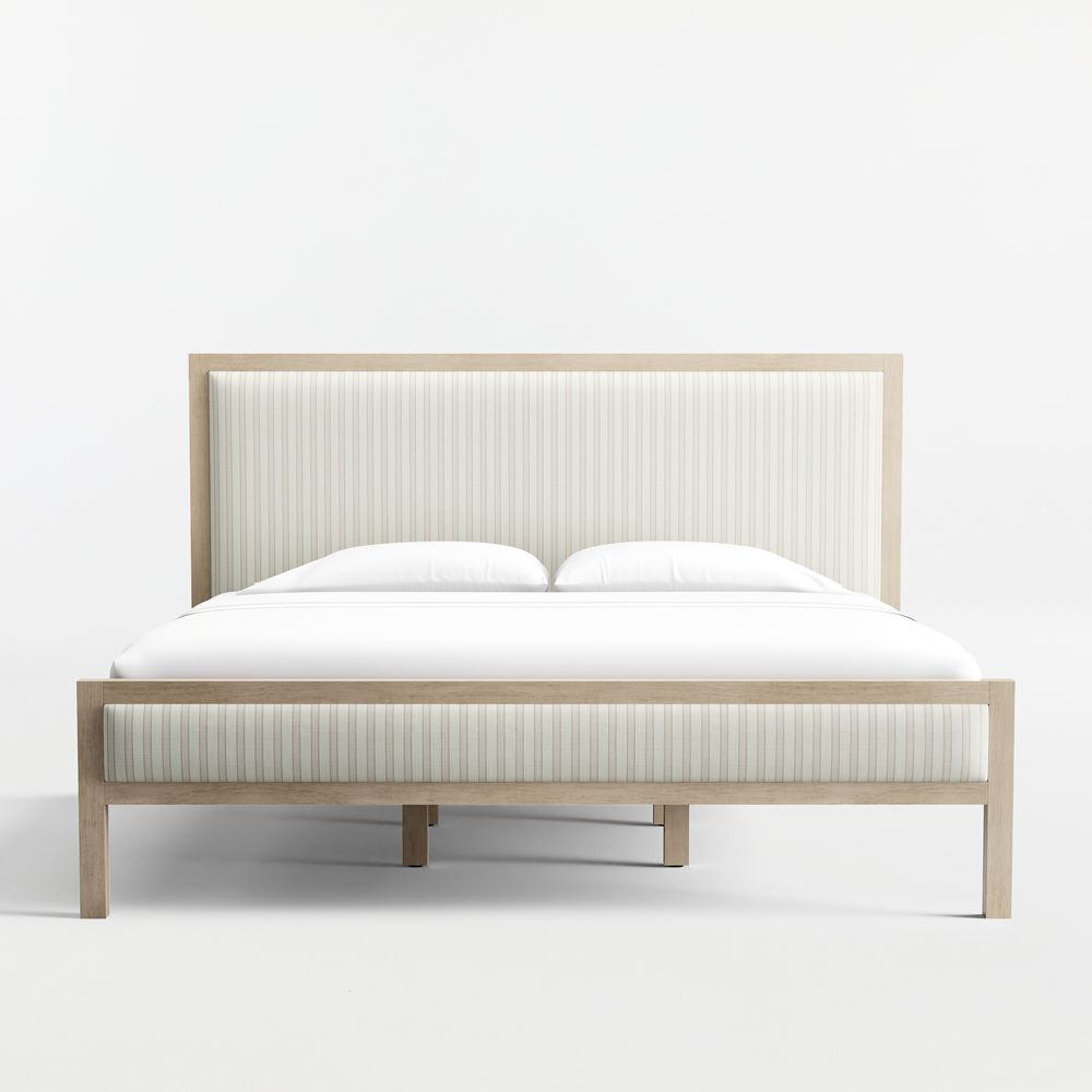 Keane Weathered Natural Wood Upholstered Bed