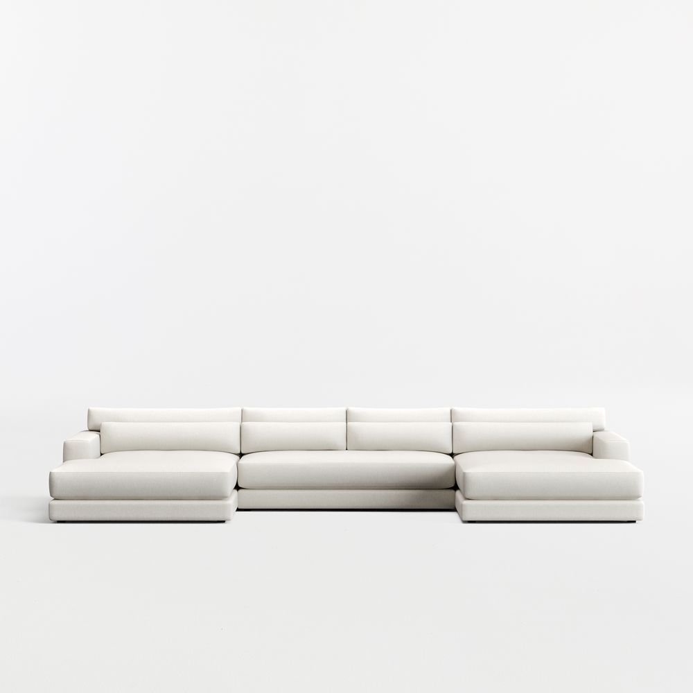 Retreat 3-Piece U-Shaped Bench Sectional Sofa with Double Extra Wide Chaise Lounge