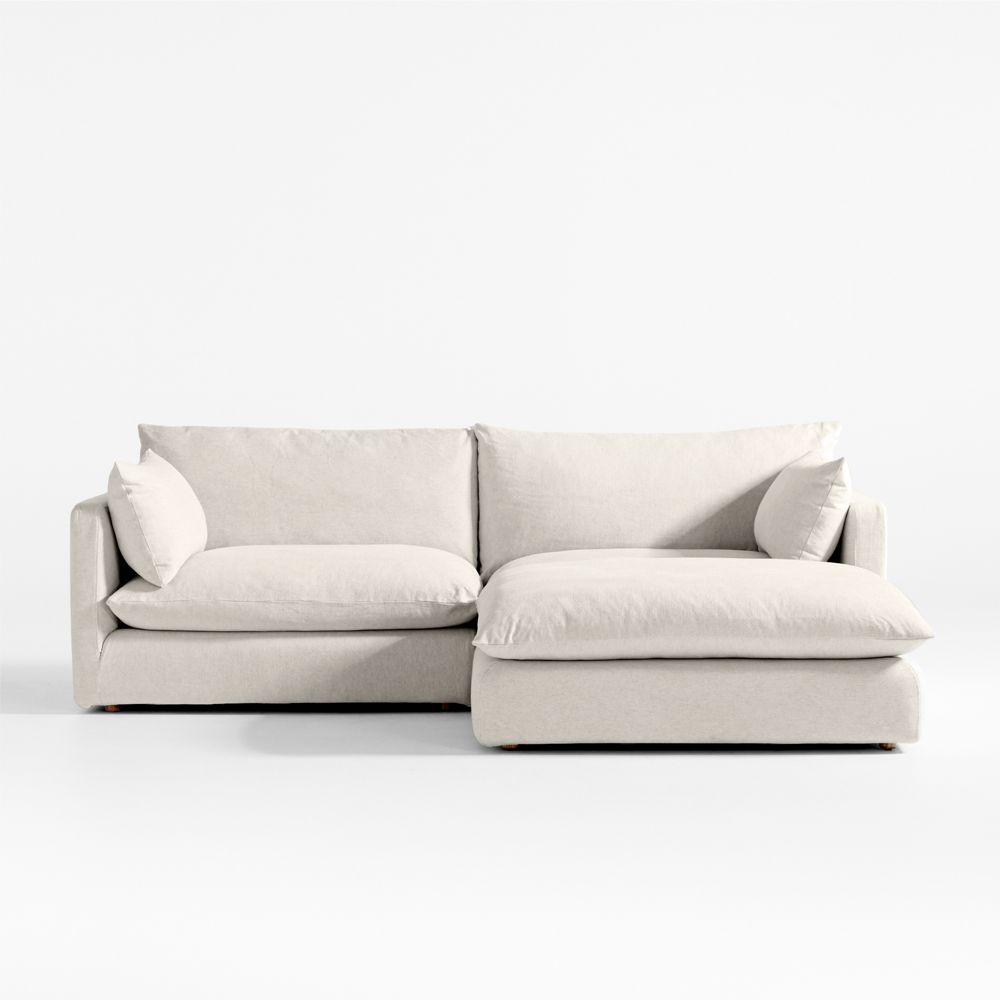 Unwind Modular 3-Piece Slipcovered Reversible Sectional Sofa with Ottoman