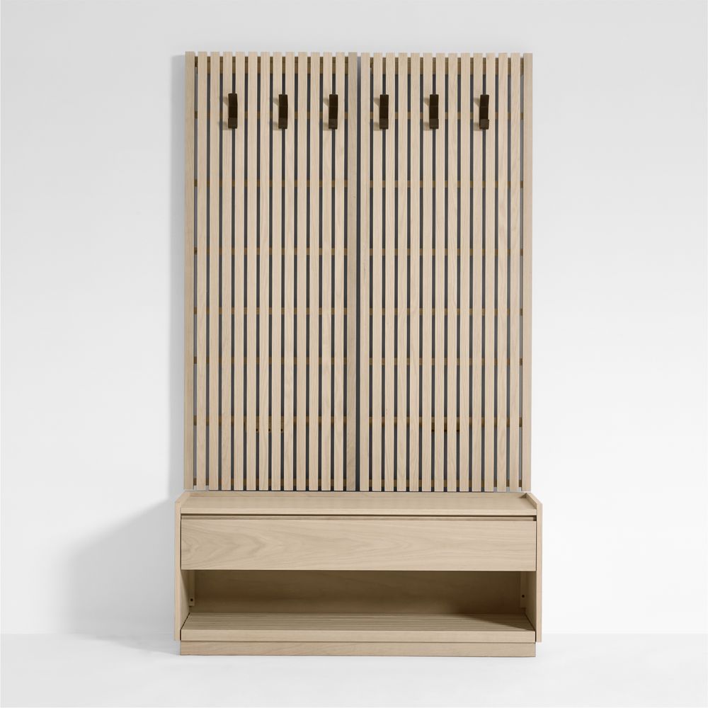 Batten 47.5" White Oak Storage Bench and Panel Set